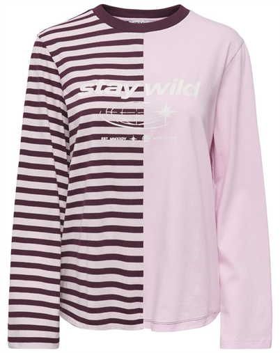Only - ONLAva L/S Half Striped T-Shirt - Chalk Pink